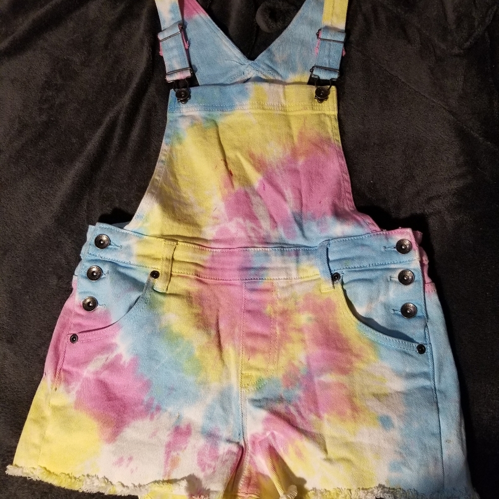 NWOT Blackheart tie dye denim overalls